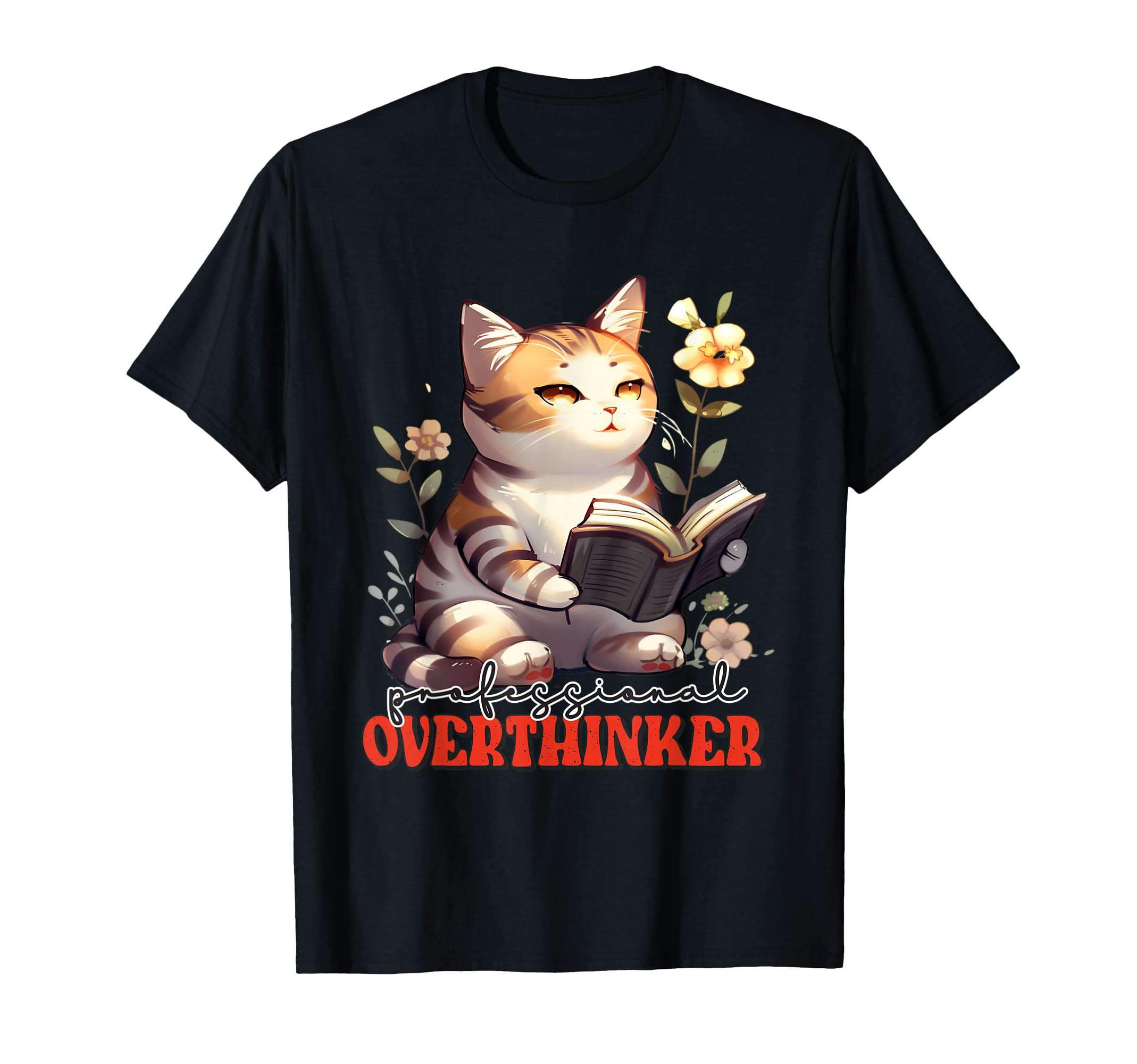 Professional Overthinker Cat T-Shirt - Minimalist Print for Adults - T-Shirt, Sweatshirt, Hoodie