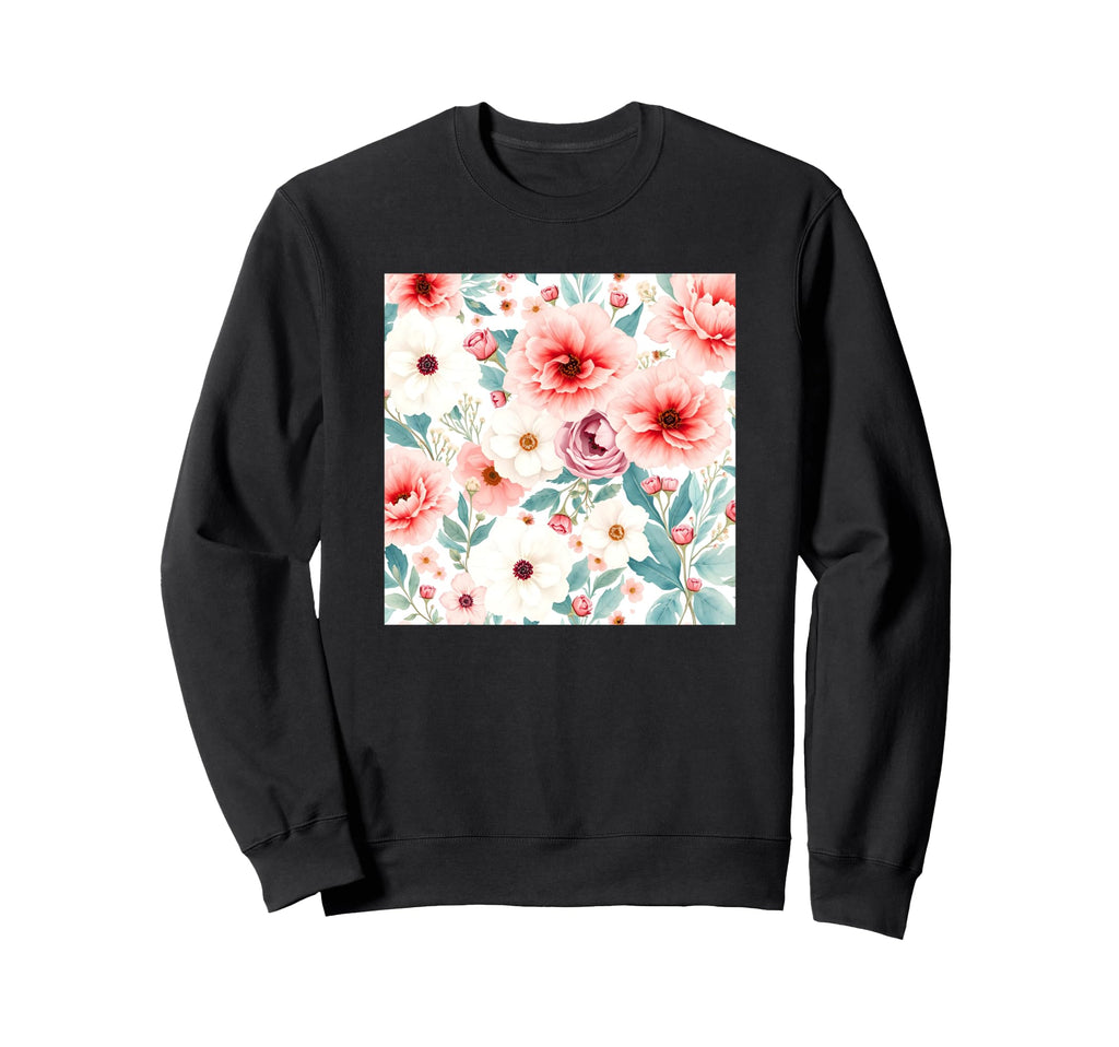 Floral Aesthetic Watercolor Art Sweatshirt - Graphic Print Men Women - T-Shirt, Sweatshirt, Hoodie