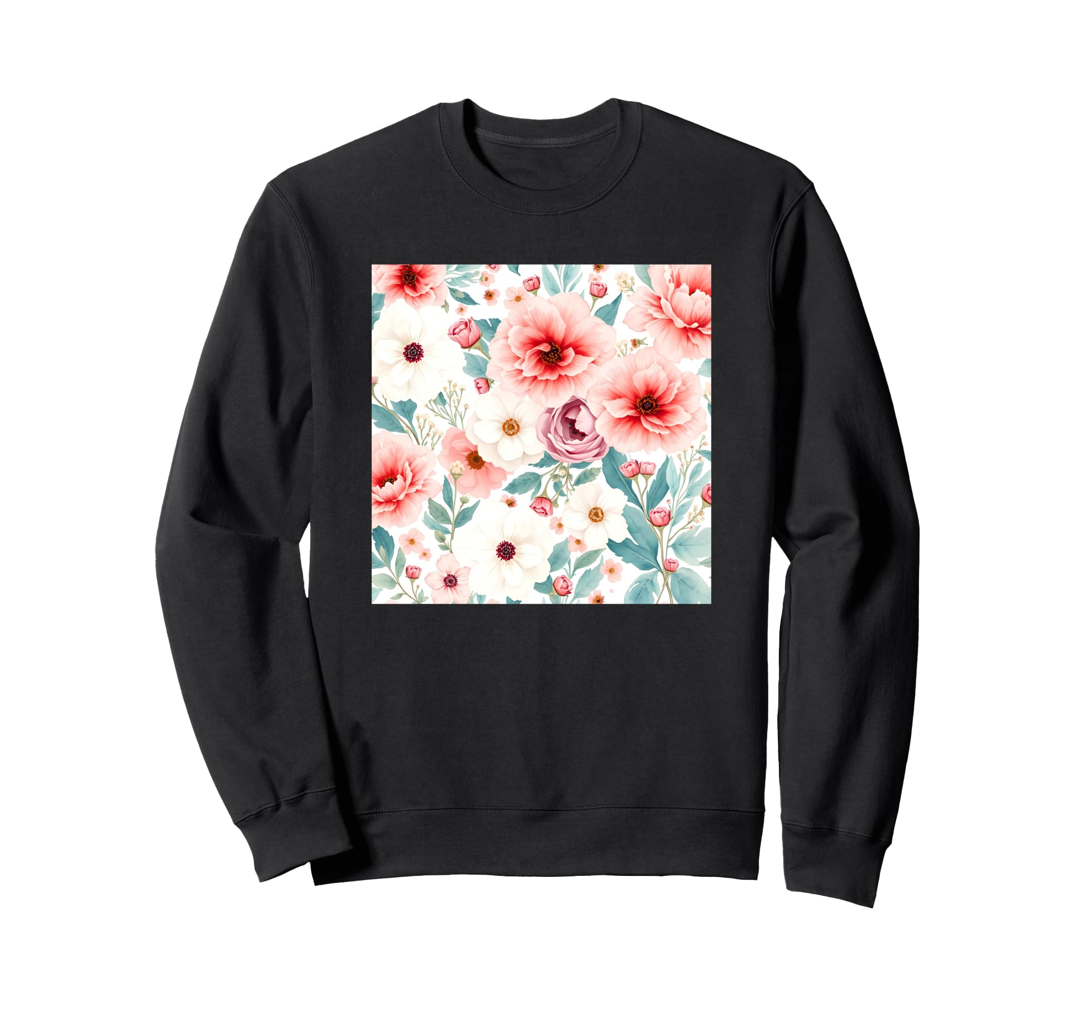 Floral Aesthetic Watercolor Art Sweatshirt - Graphic Print Men Women - T-Shirt, Sweatshirt, Hoodie