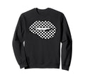 Funny Checkered Black White Lip Sweatshirt - Aesthetic Graphic for Adults - T-Shirt, Sweatshirt, Hoodie