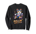 Cat Roller Skating Rollin 80S 90S Sweatshirt - Streetwear Style Unisex - T-Shirt, Sweatshirt, Hoodie