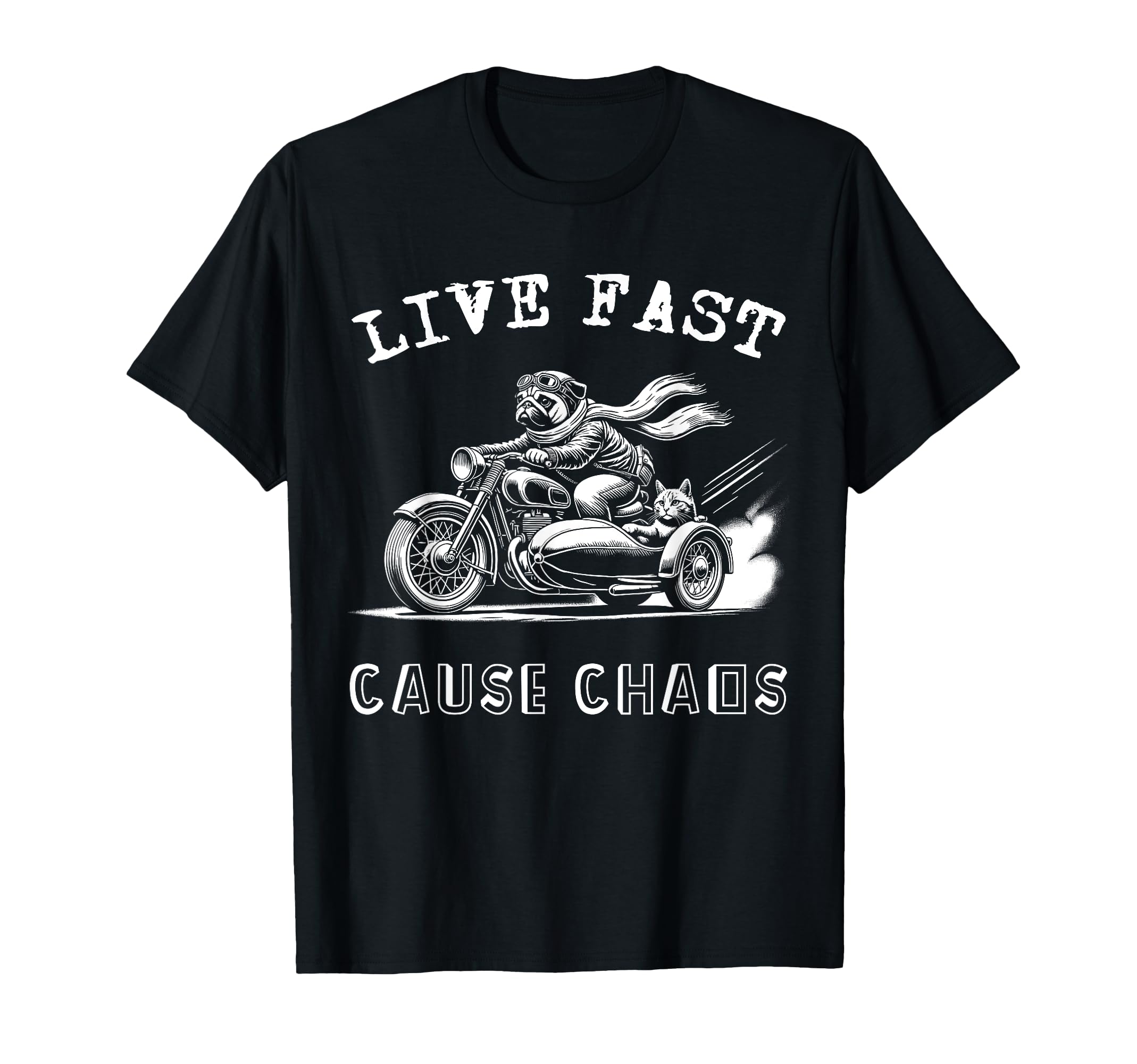Funny Dog Cat Riding Motorcycle T-Shirt - Custom Art Print Unisex - T-Shirt, Sweatshirt, Hoodie