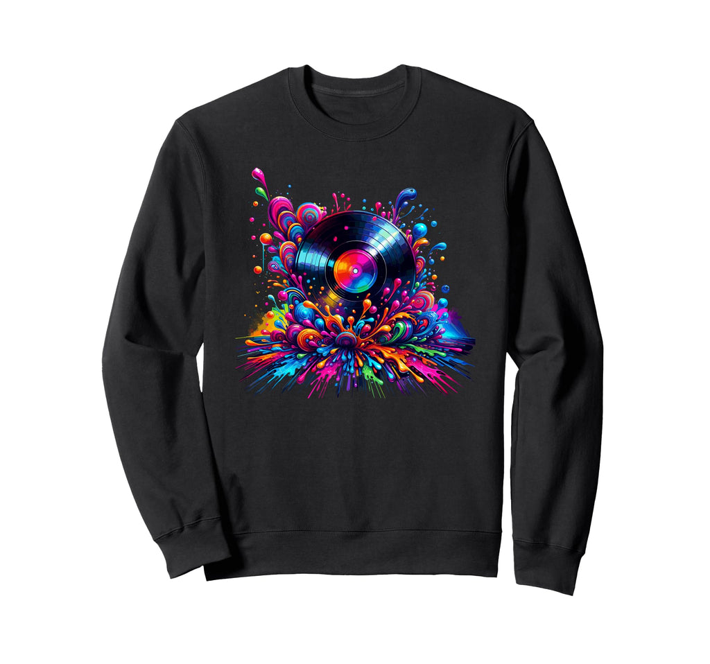 Splash Art Vinyl Disc Record Player Sweatshirt - Unique Graphic Unisex - T-Shirt, Sweatshirt, Hoodie