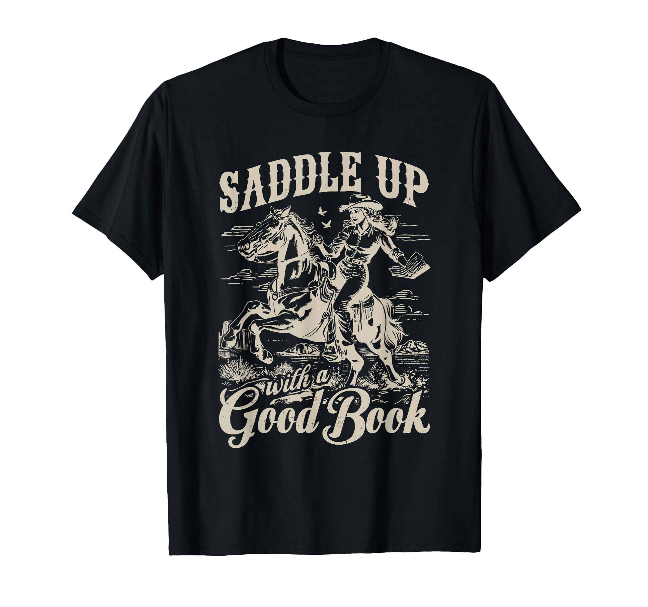 Bookish Western Cowgirl Texas Book T-Shirt - Minimalist Print for Adults - T-Shirt, Sweatshirt, Hoodie