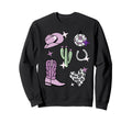 Cowboy Hat Boot Disco Ball Pattern Sweatshirt - Minimalist Print Men Women - T-Shirt, Sweatshirt, Hoodie