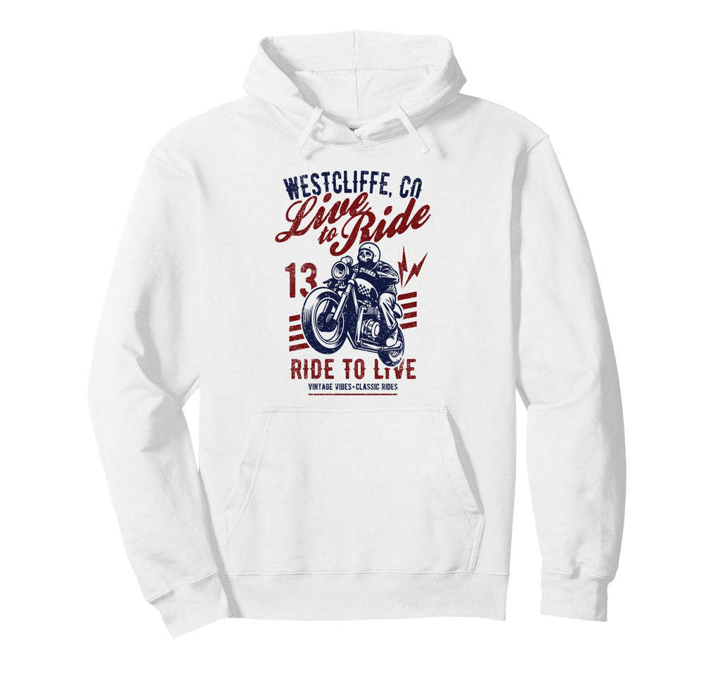 Westcliffe Colorado Motorcycle Skull Rider Hoodie - Streetwear Style Unisex - T-Shirt, Sweatshirt, Hoodie