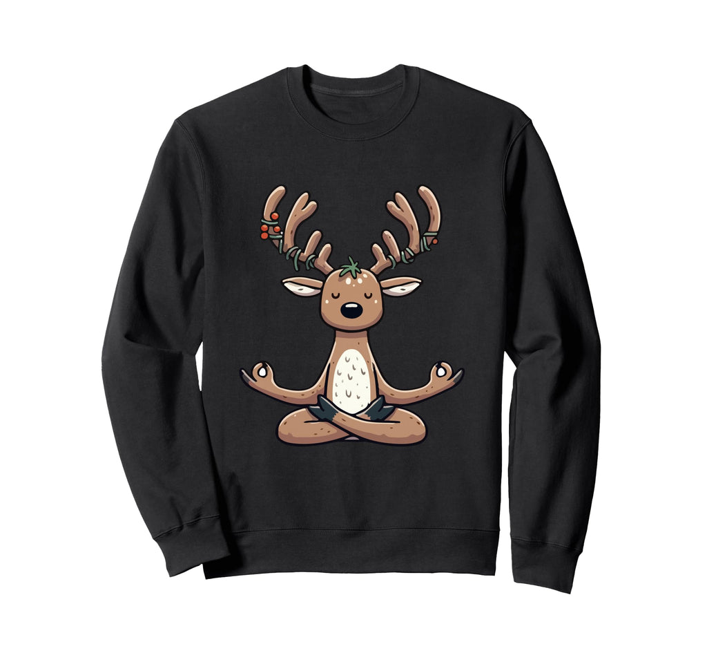 Meditation Reindeer Yoga Pose Sweatshirt - Streetwear Style Men Women - T-Shirt, Sweatshirt, Hoodie