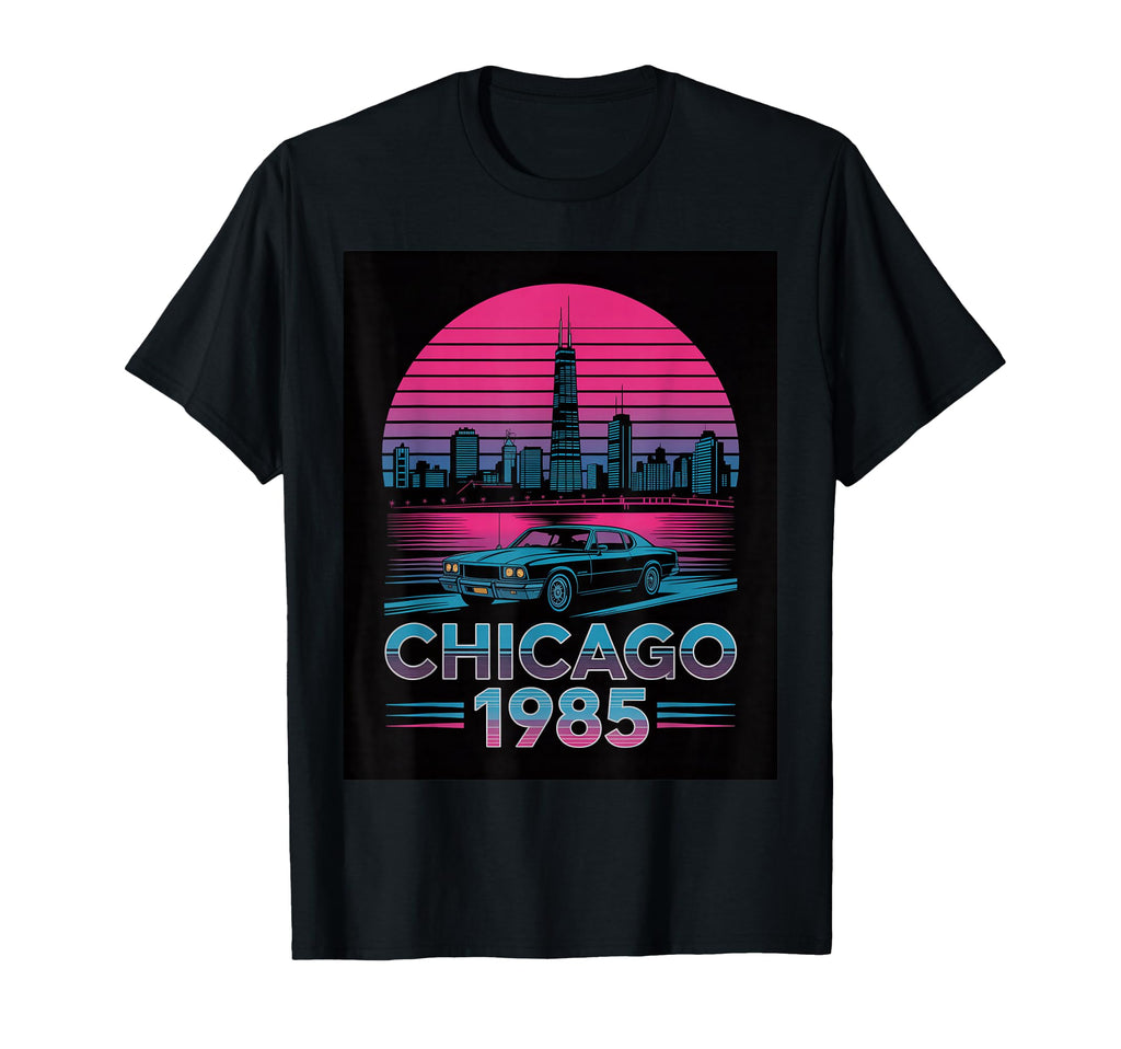Chicago 1985 Skyline Muscle Car T-Shirt - Streetwear Style Men Women - T-Shirt, Sweatshirt, Hoodie