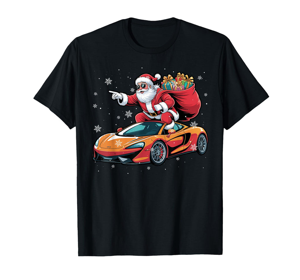 Funny Santa Driving Sport Car Pajama T-Shirt - Fun Novelty Design Unisex - T-Shirt, Sweatshirt, Hoodie