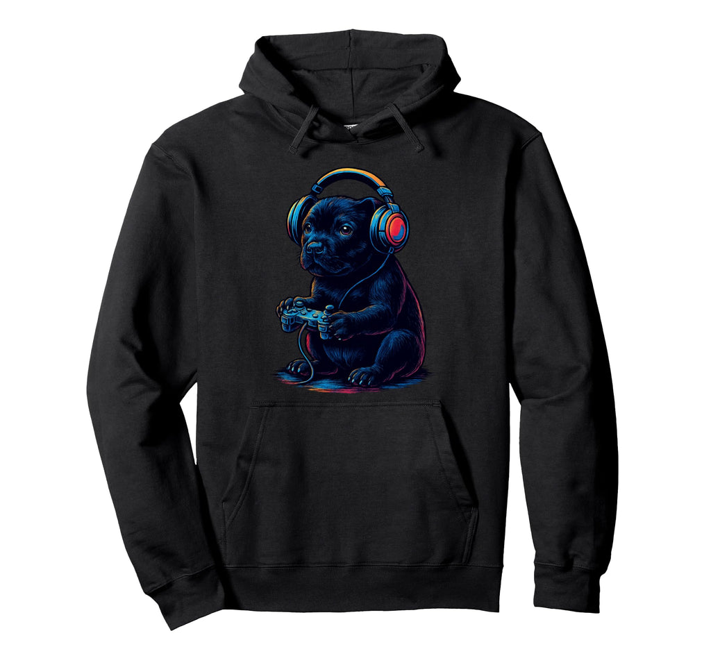 Staffordshire Bull Terrier Gamer Gaming Hoodie - Fun Novelty Design Unisex - T-Shirt, Sweatshirt, Hoodie
