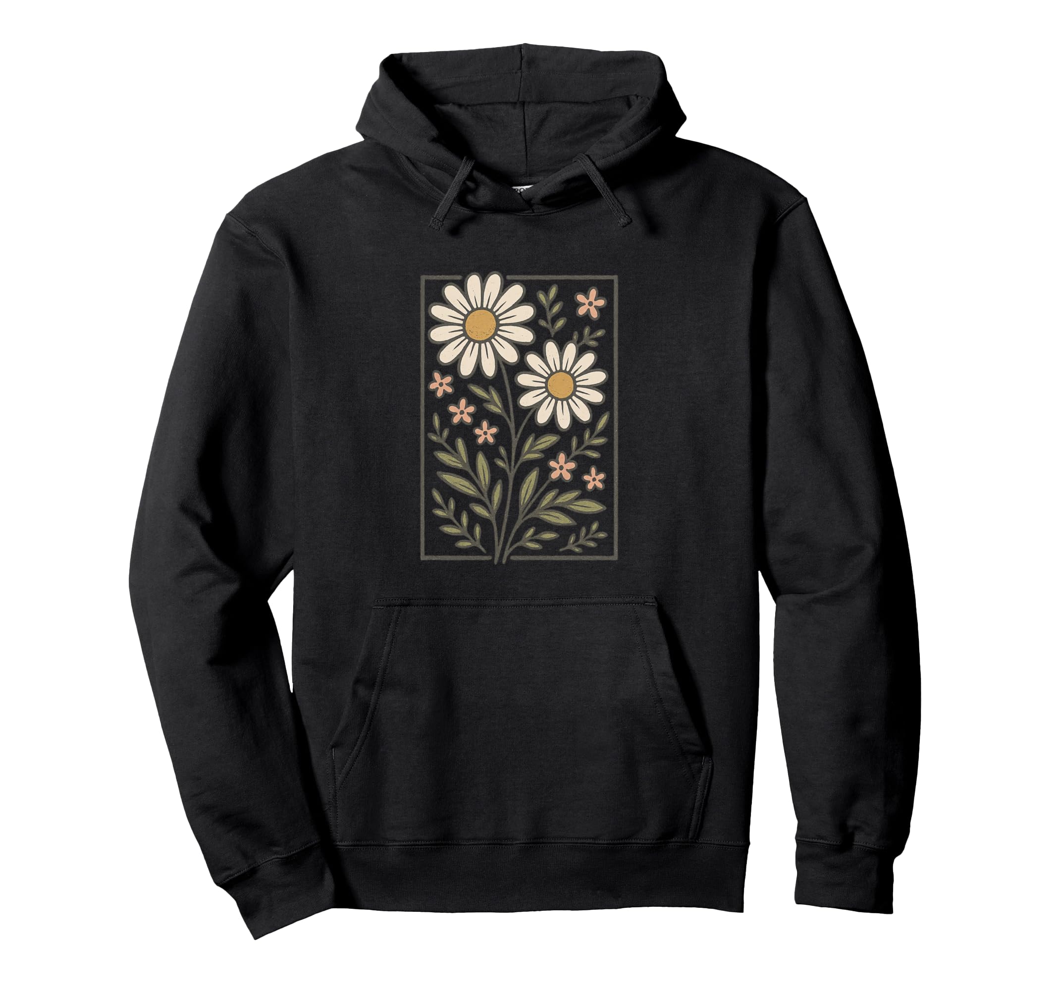 Hand Drawn Daisy Botanical Illustration Hoodie - Graphic Print for Adults - T-Shirt, Sweatshirt, Hoodie