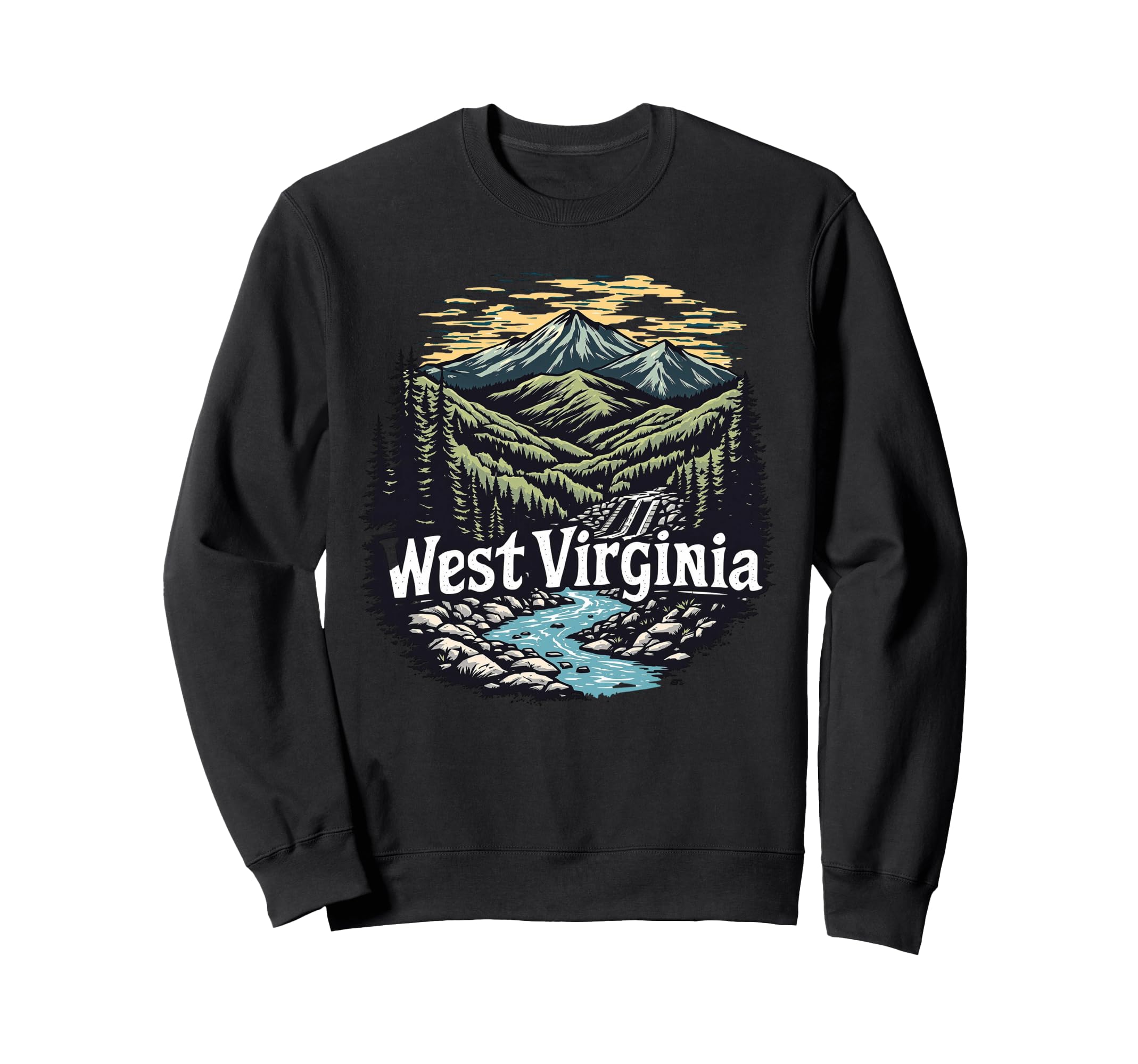 West Virginia Wv Sunrise Mountains Sweatshirt - Novelty Apparel Unisex - T-Shirt, Sweatshirt, Hoodie