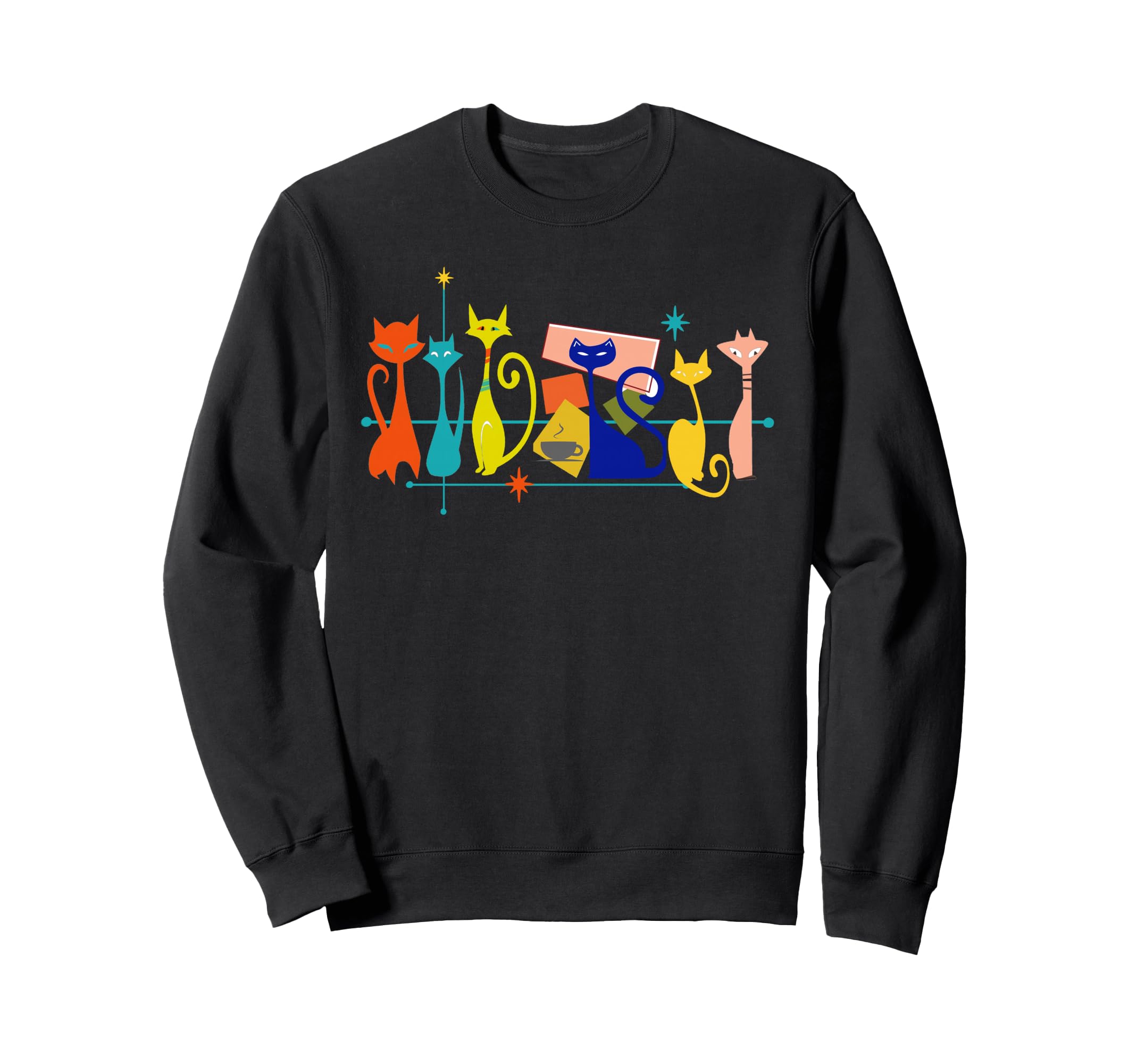 Mid Century Modern Cats Art 50S 60S Sweatshirt - Novelty Apparel Unisex - T-Shirt, Sweatshirt, Hoodie
