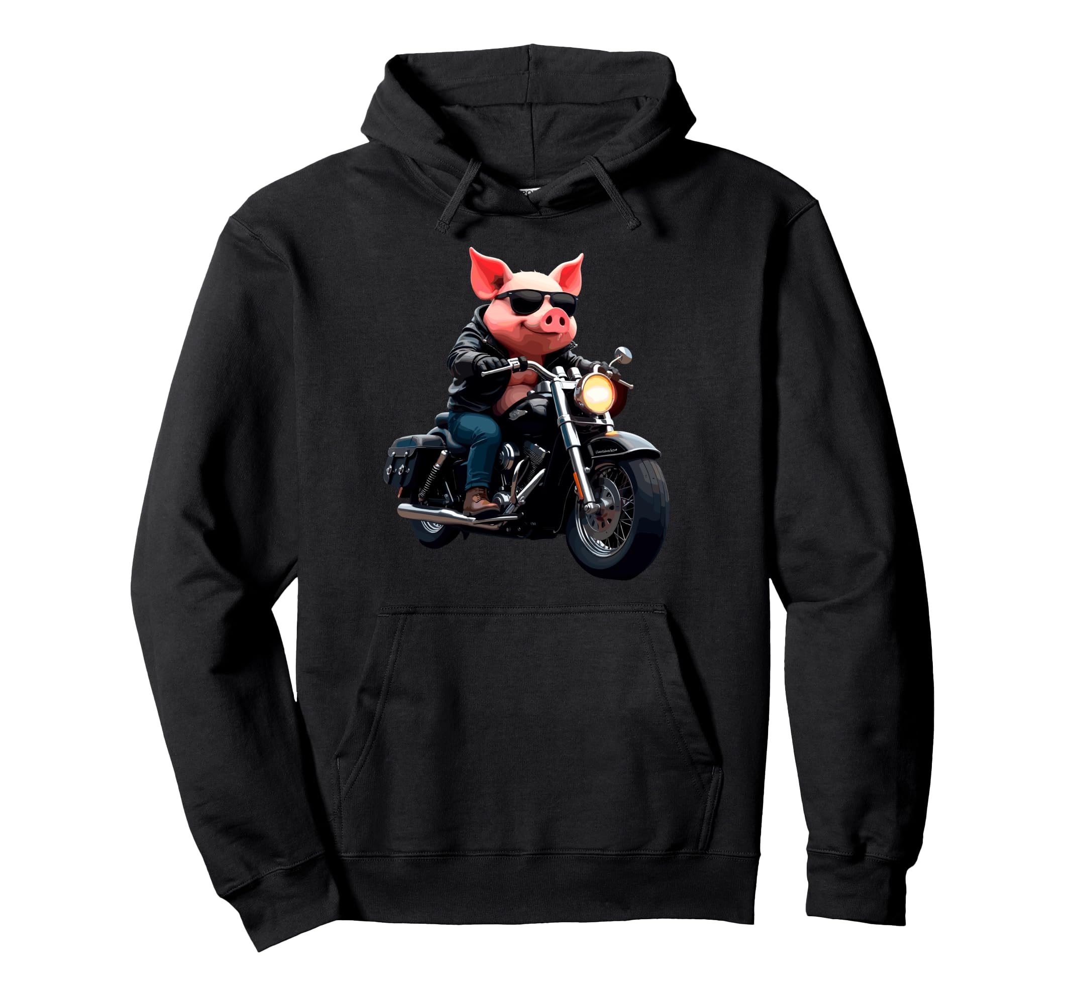 Funny Motorcycles Pig Biker Hoodie - Casual Everyday Wear Men Women - T-Shirt, Sweatshirt, Hoodie