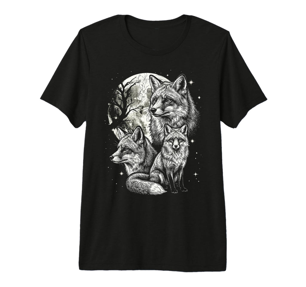 Fox 90S Aesthetic Y2K Moon Foxes Tri T-Shirt - Unique Graphic Men Women - T-Shirt, Sweatshirt, Hoodie