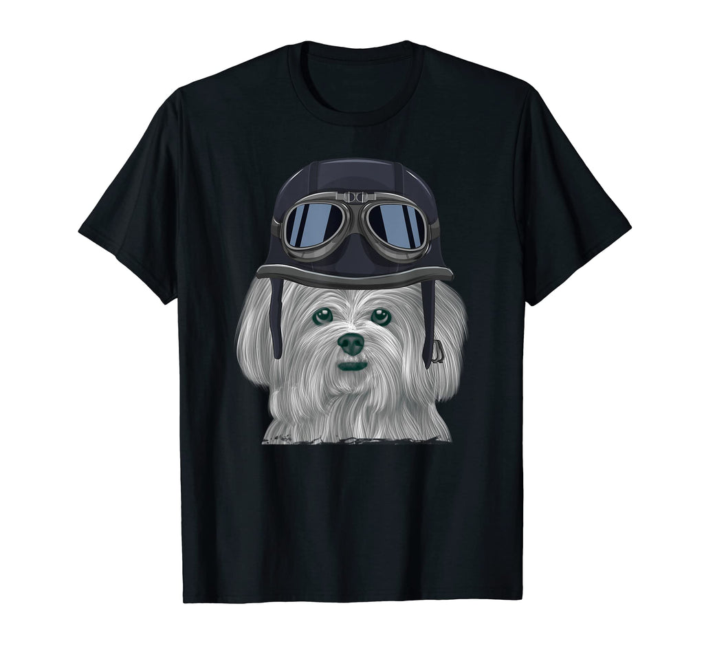 Maltese Wearing Motorcycle Helmet T-Shirt - Streetwear Style Unisex - T-Shirt, Sweatshirt, Hoodie