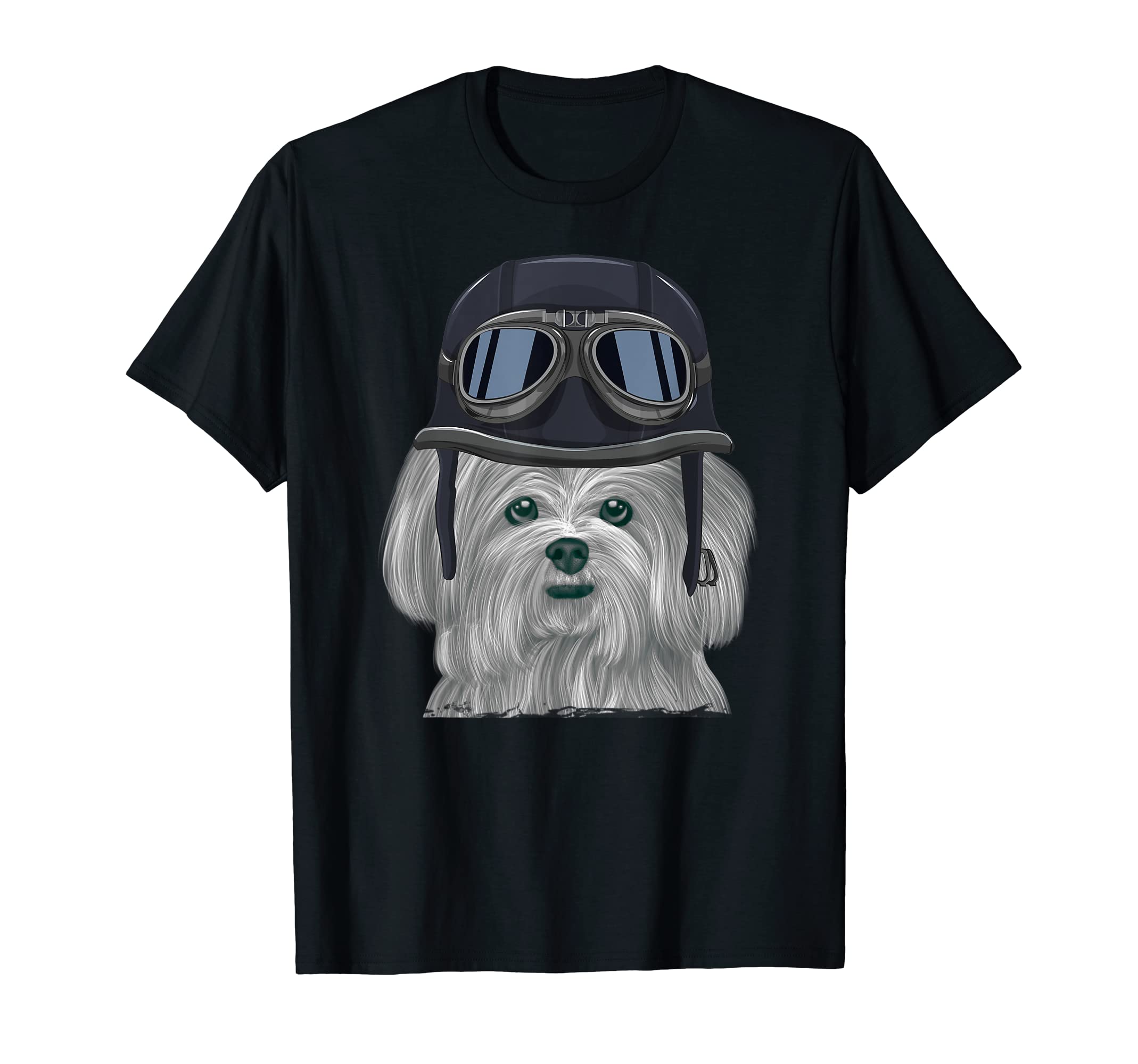 Maltese Wearing Motorcycle Helmet T-Shirt - Streetwear Style Unisex - T-Shirt, Sweatshirt, Hoodie