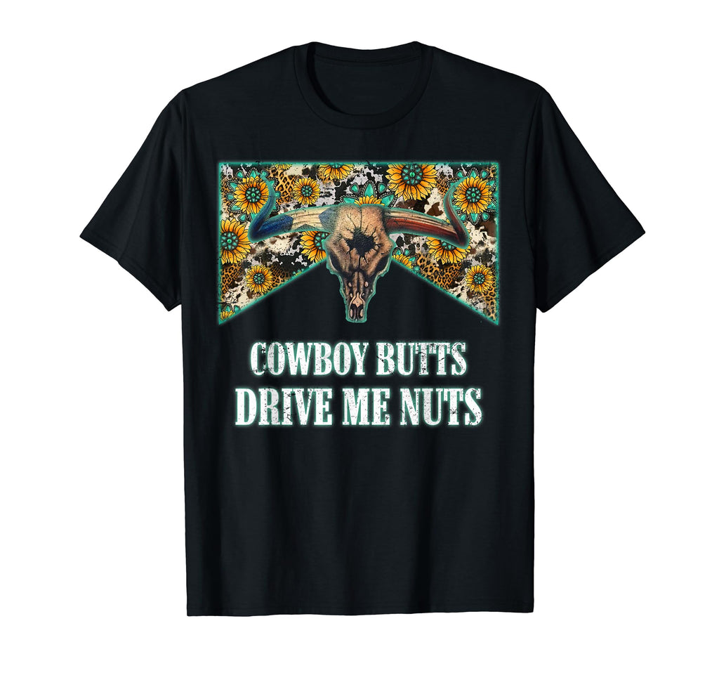 Leopard Sunflower Bull Skull Cowboy T-Shirt - Minimalist Print Unisex - T-Shirt, Sweatshirt, Hoodie