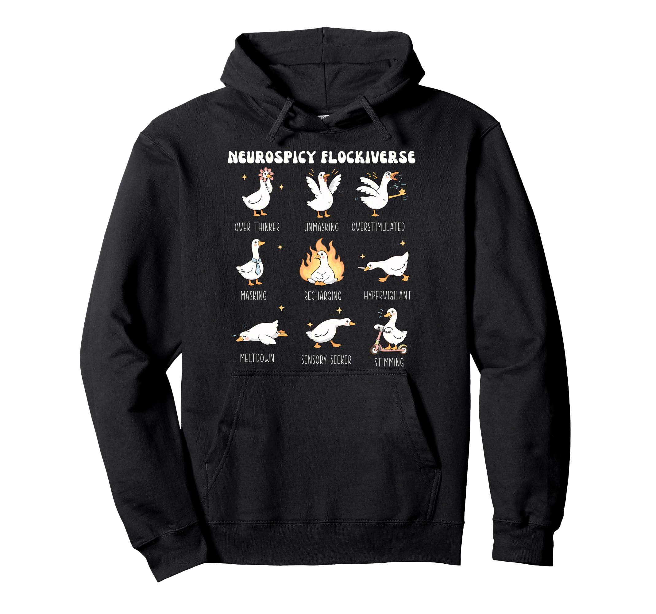Neurospicy Flockiverse Goose Autism Hoodie - Trendy Graphic Men Women - T-Shirt, Sweatshirt, Hoodie