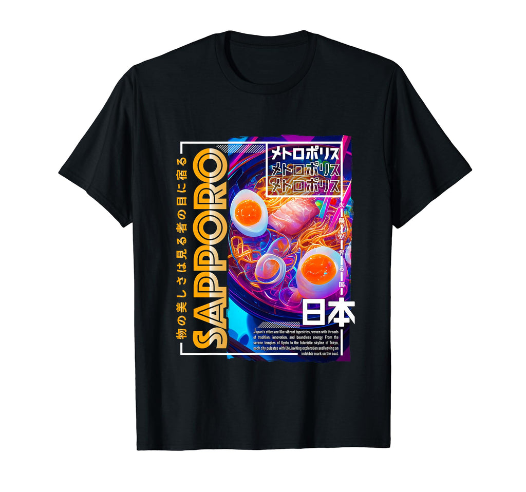 Sapporo City 80S Synthwave Ramen T-Shirt - Casual Everyday Wear for Adults - T-Shirt, Sweatshirt, Hoodie