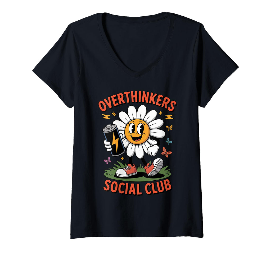 Womens Overthinkers Social Club V T-Shirt - Aesthetic Graphic for Adults - T-Shirt, Sweatshirt, Hoodie
