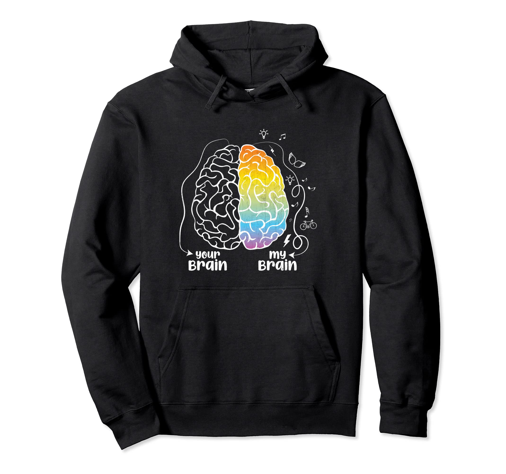 Your Brain My Brain Adhd Awareness Orange Hoodie - Graphic Print Men Women - T-Shirt, Sweatshirt, Hoodie