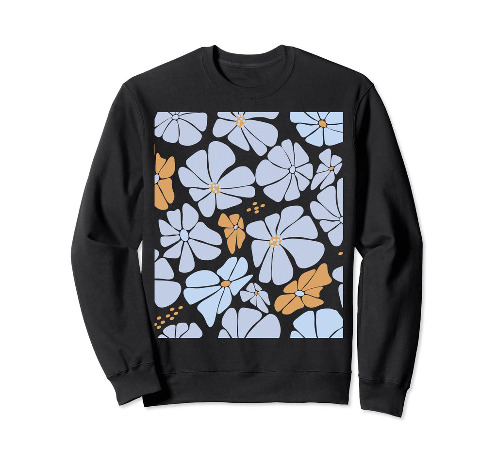Abstract Floral Blue Pattern Sweatshirt - Novelty Apparel Unisex - T-Shirt, Sweatshirt, Hoodie