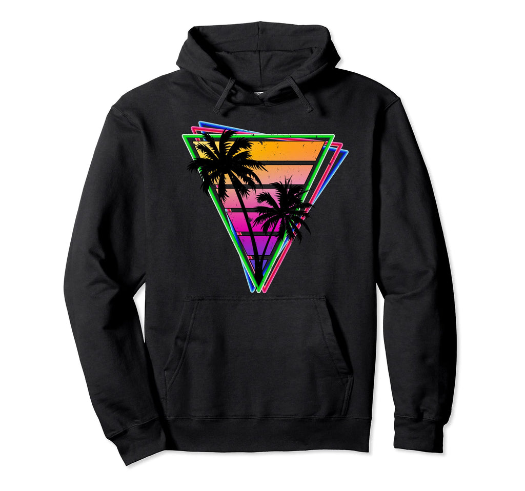 Synthwave Triangle Updated Distressed Hoodie - Minimalist Print Unisex - T-Shirt, Sweatshirt, Hoodie
