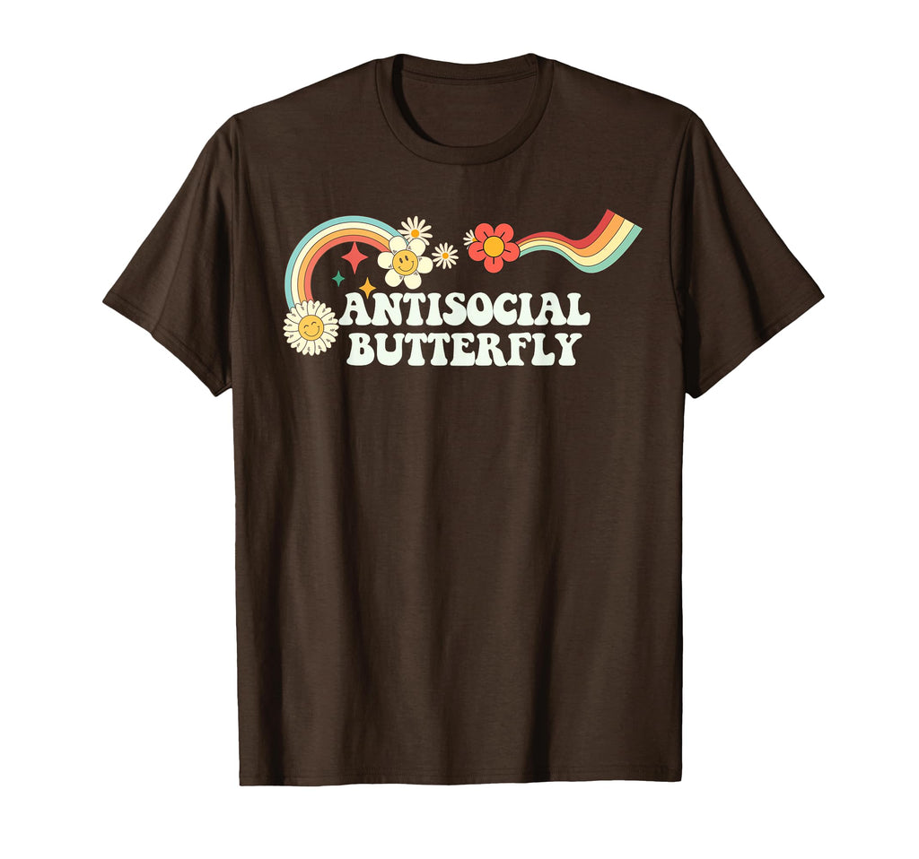 Groovy Script Funny Antisocial Butterfly T-Shirt - Trendy Graphic Unisex - T-Shirt, Sweatshirt, Hoodie