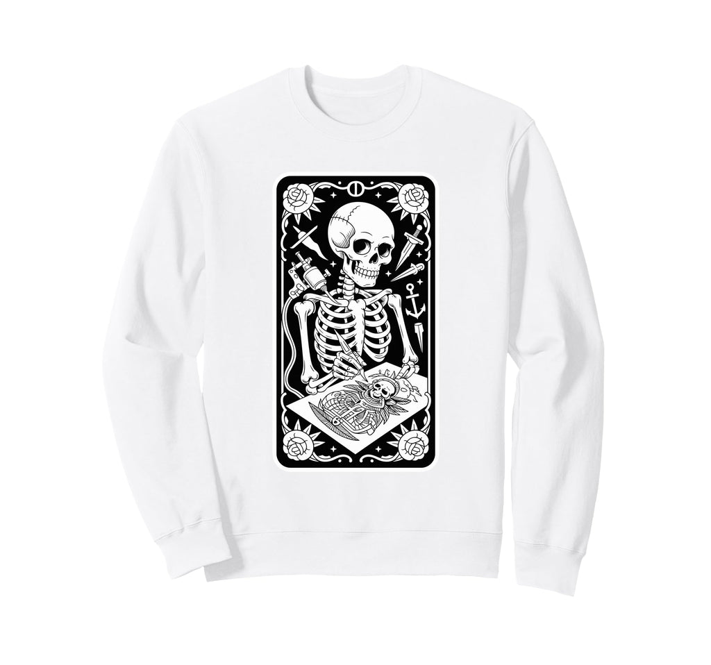 Inked Skeleton Tattoo Artist Tarot Sweatshirt - Fun Novelty Design Unisex - T-Shirt, Sweatshirt, Hoodie