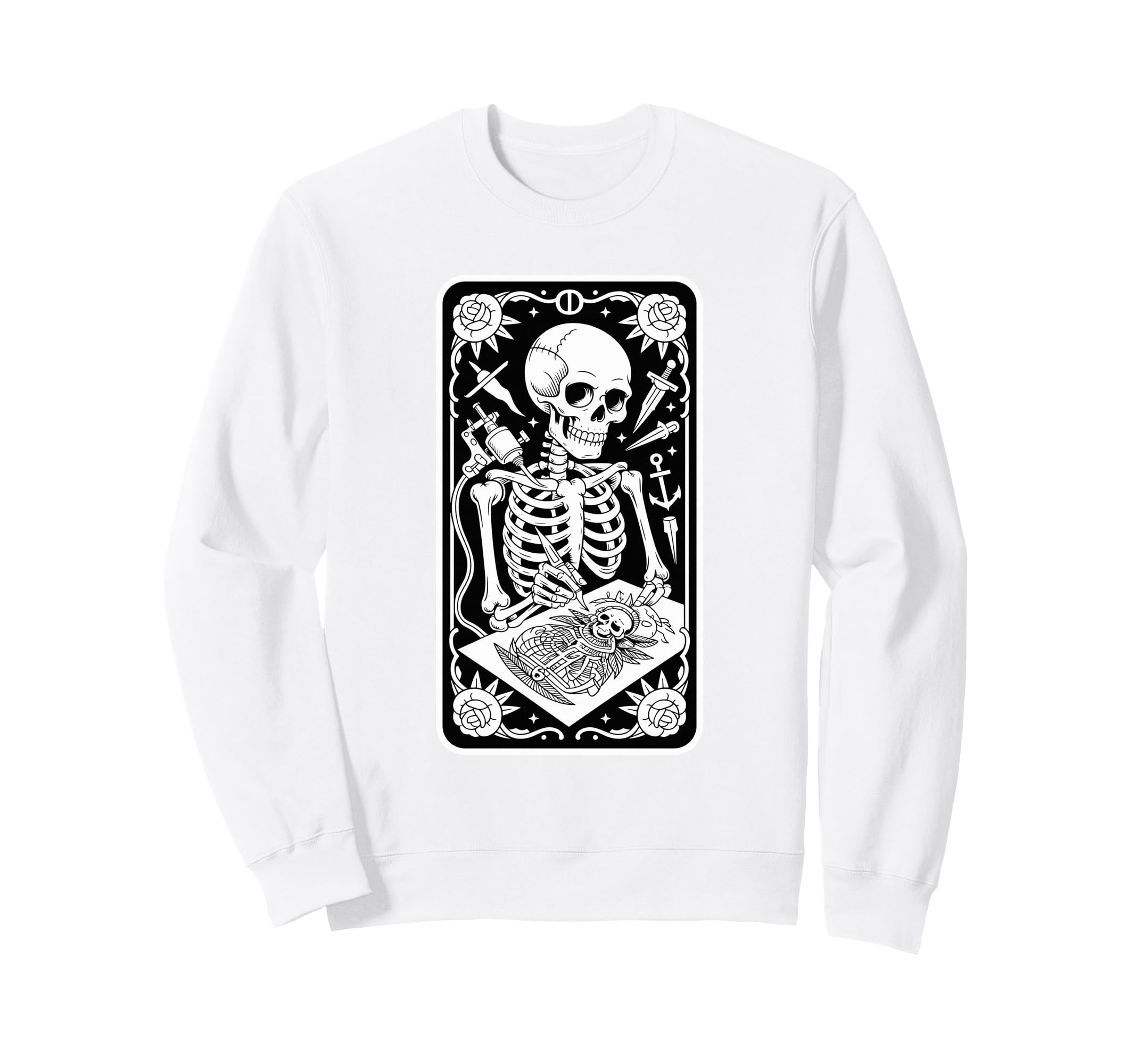 Inked Skeleton Tattoo Artist Tarot Sweatshirt - Fun Novelty Design Unisex - T-Shirt, Sweatshirt, Hoodie