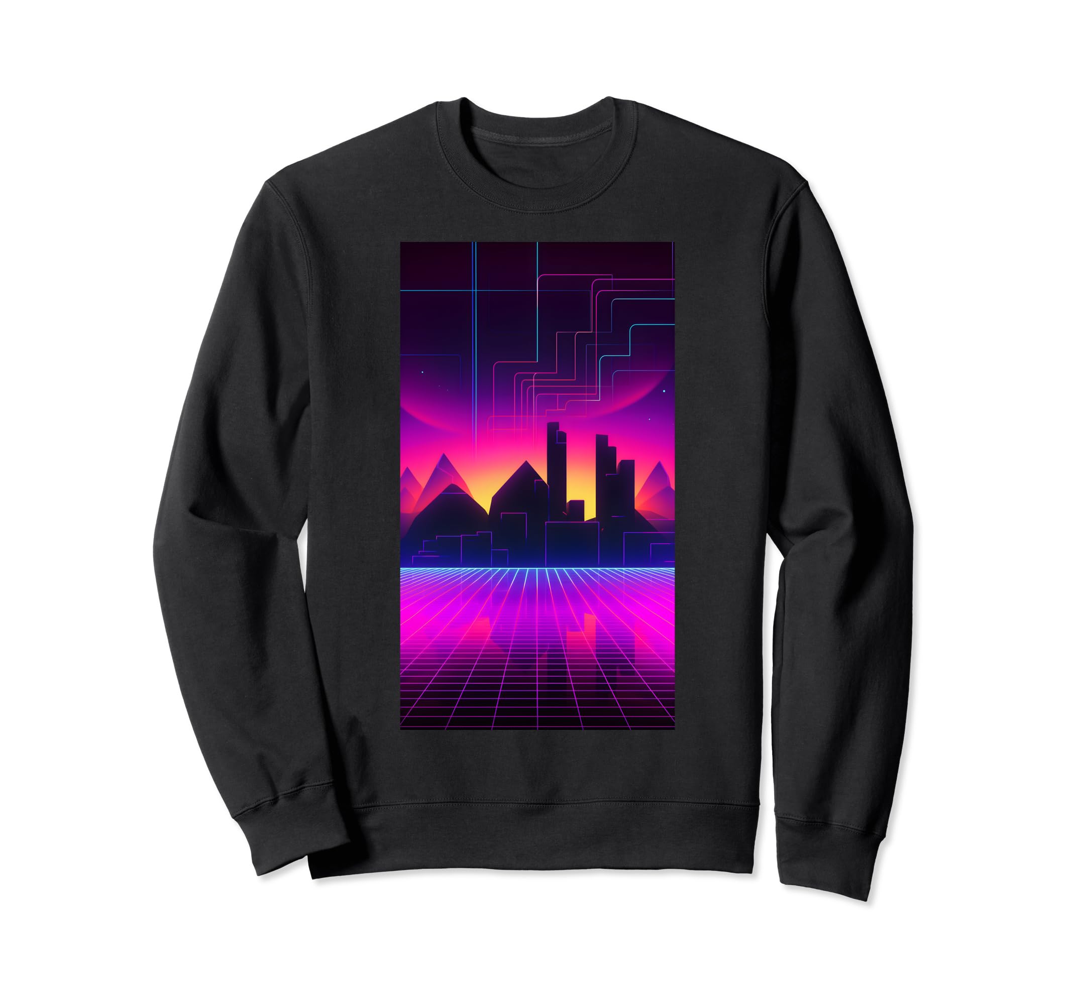 Retrowave 80S City Vaporwave Synthwave Sweatshirt - Trendy Graphic Unisex - T-Shirt, Sweatshirt, Hoodie