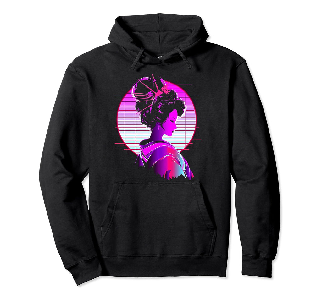 Vaporwave Geisha 80S Synthwave 40 Hoodie - Unique Graphic for Adults - T-Shirt, Sweatshirt, Hoodie