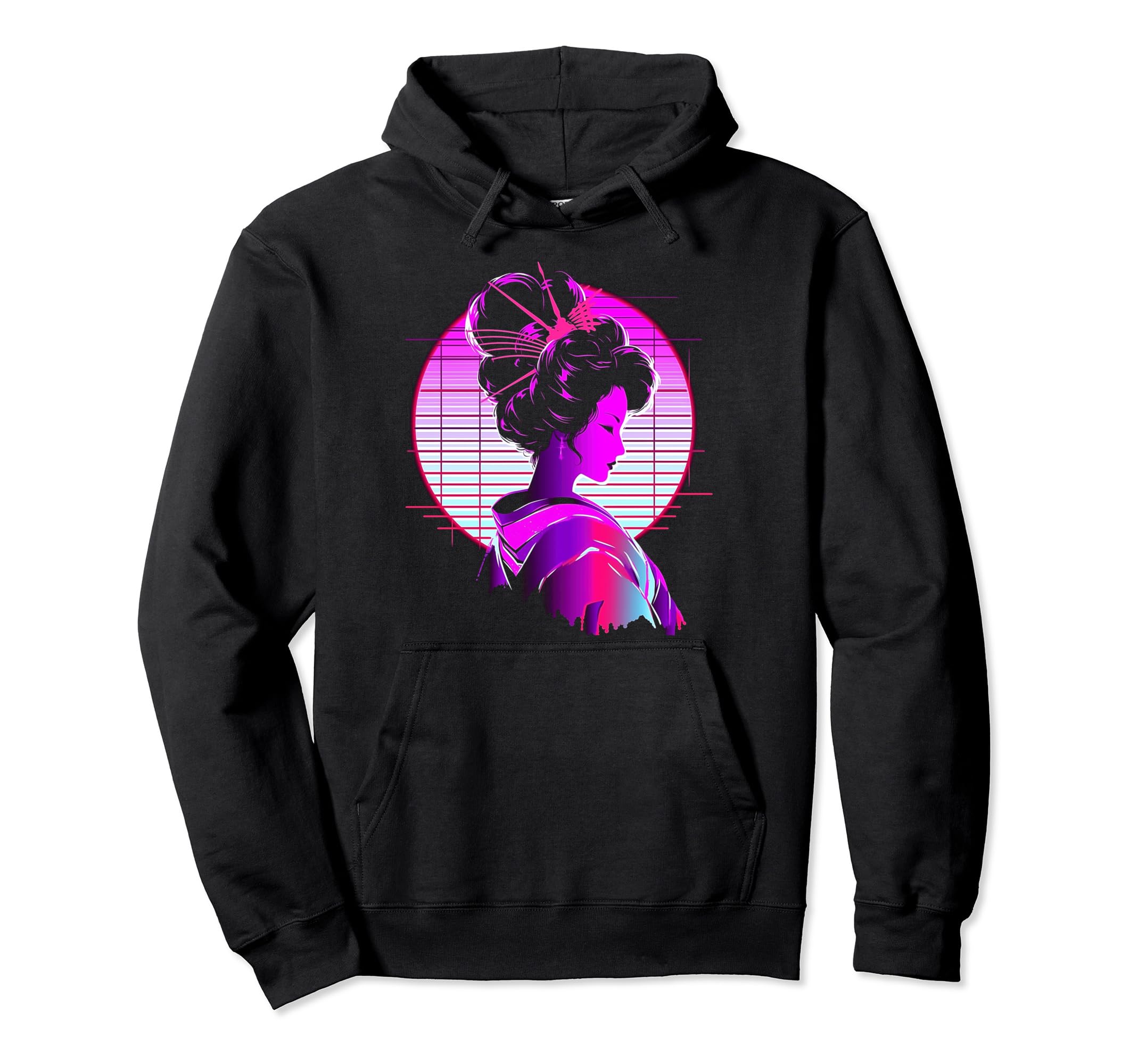 Vaporwave Geisha 80S Synthwave 40 Hoodie - Unique Graphic for Adults - T-Shirt, Sweatshirt, Hoodie