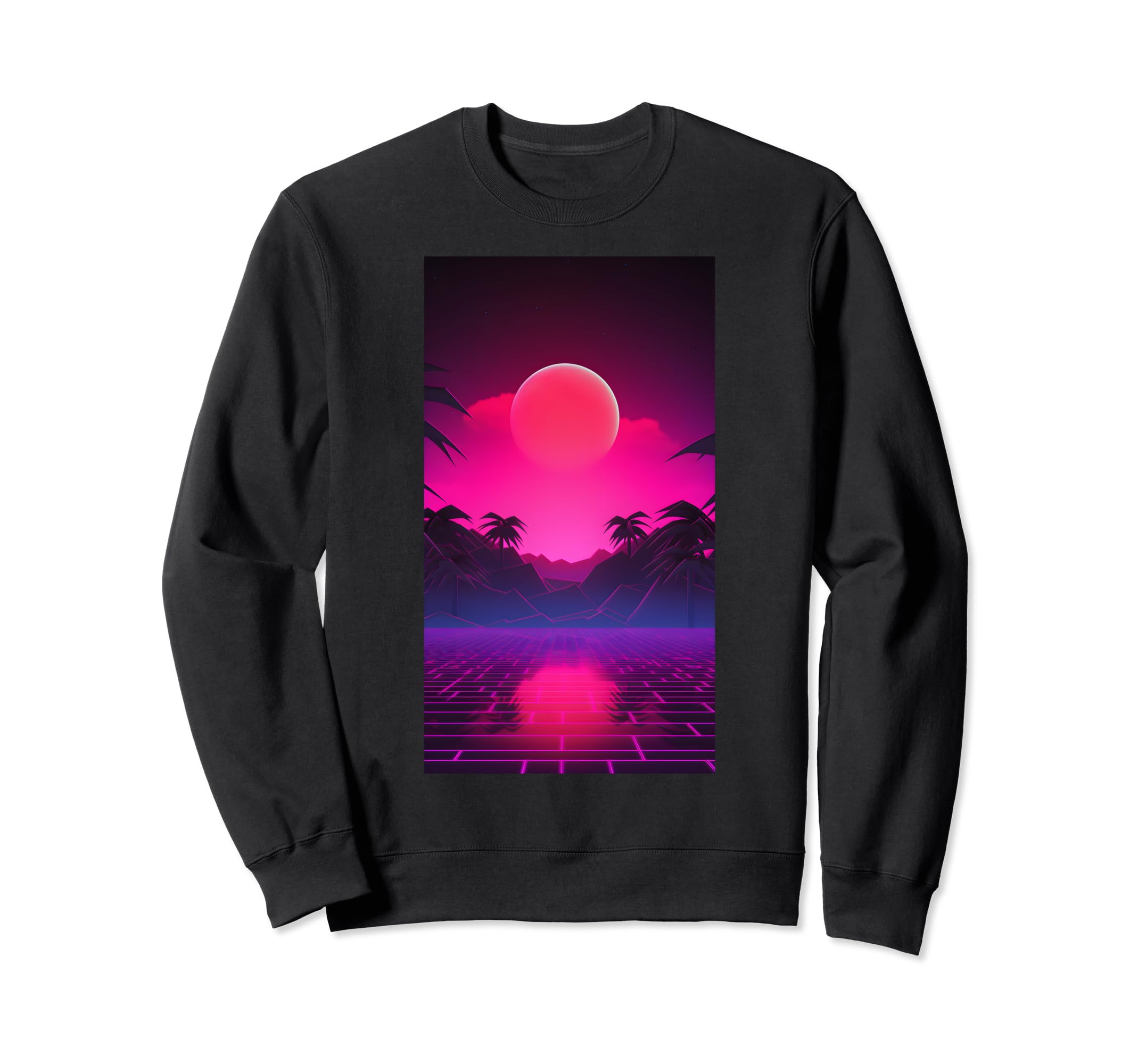 Retrowave Sunset 80S Vaporwave Sweatshirt - Custom Art Print Men Women - T-Shirt, Sweatshirt, Hoodie