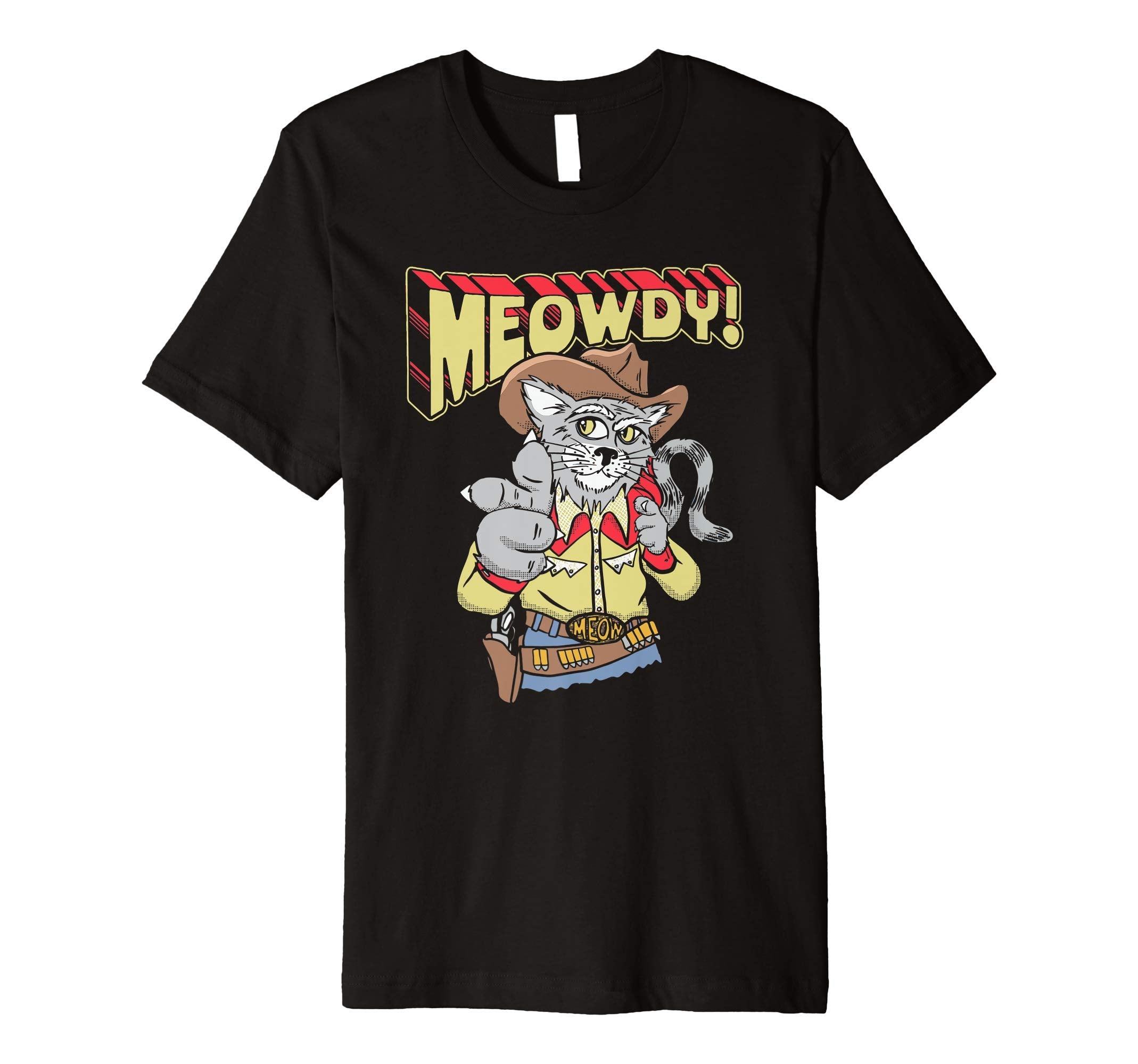 Meowdy Partner Funny Cowboy Cat T-Shirt - Minimalist Print Men Women - T-Shirt, Sweatshirt, Hoodie