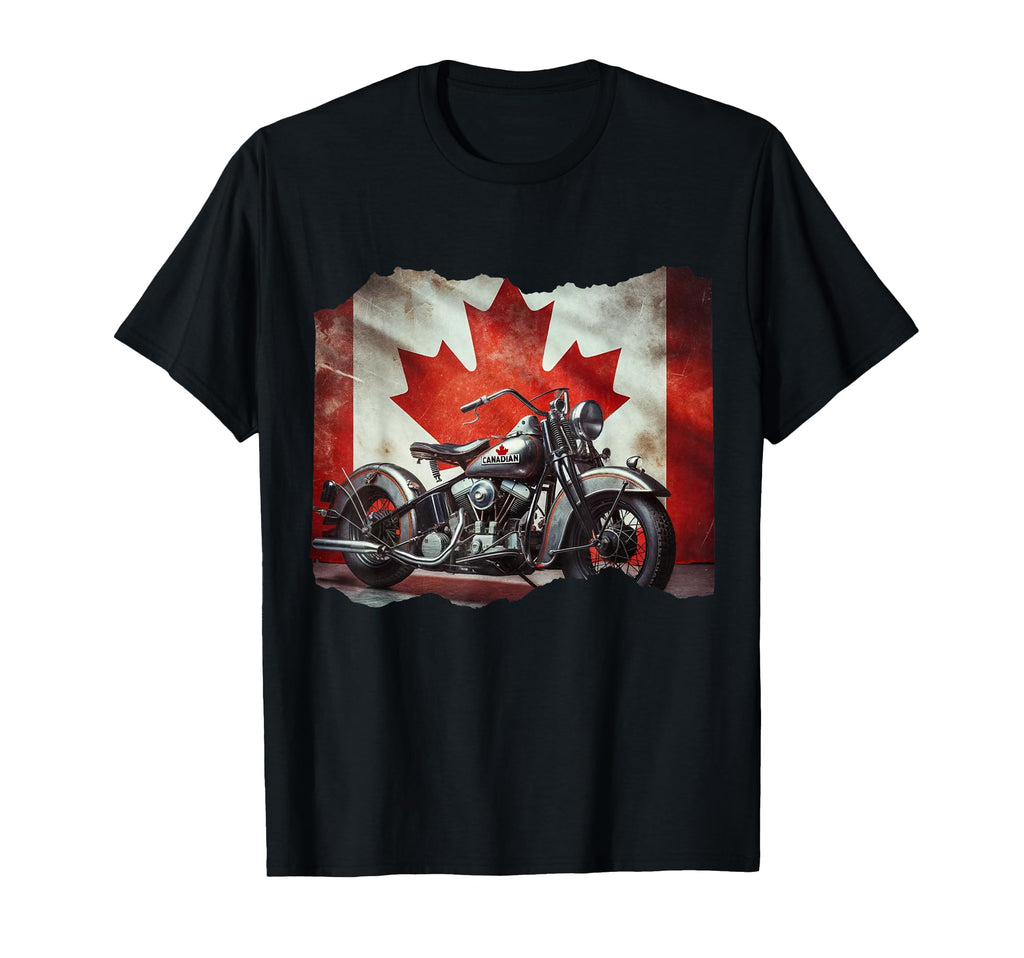 Canada Flag Motorcycle Patriotic T-Shirt - Casual Everyday Wear for Adults - T-Shirt, Sweatshirt, Hoodie