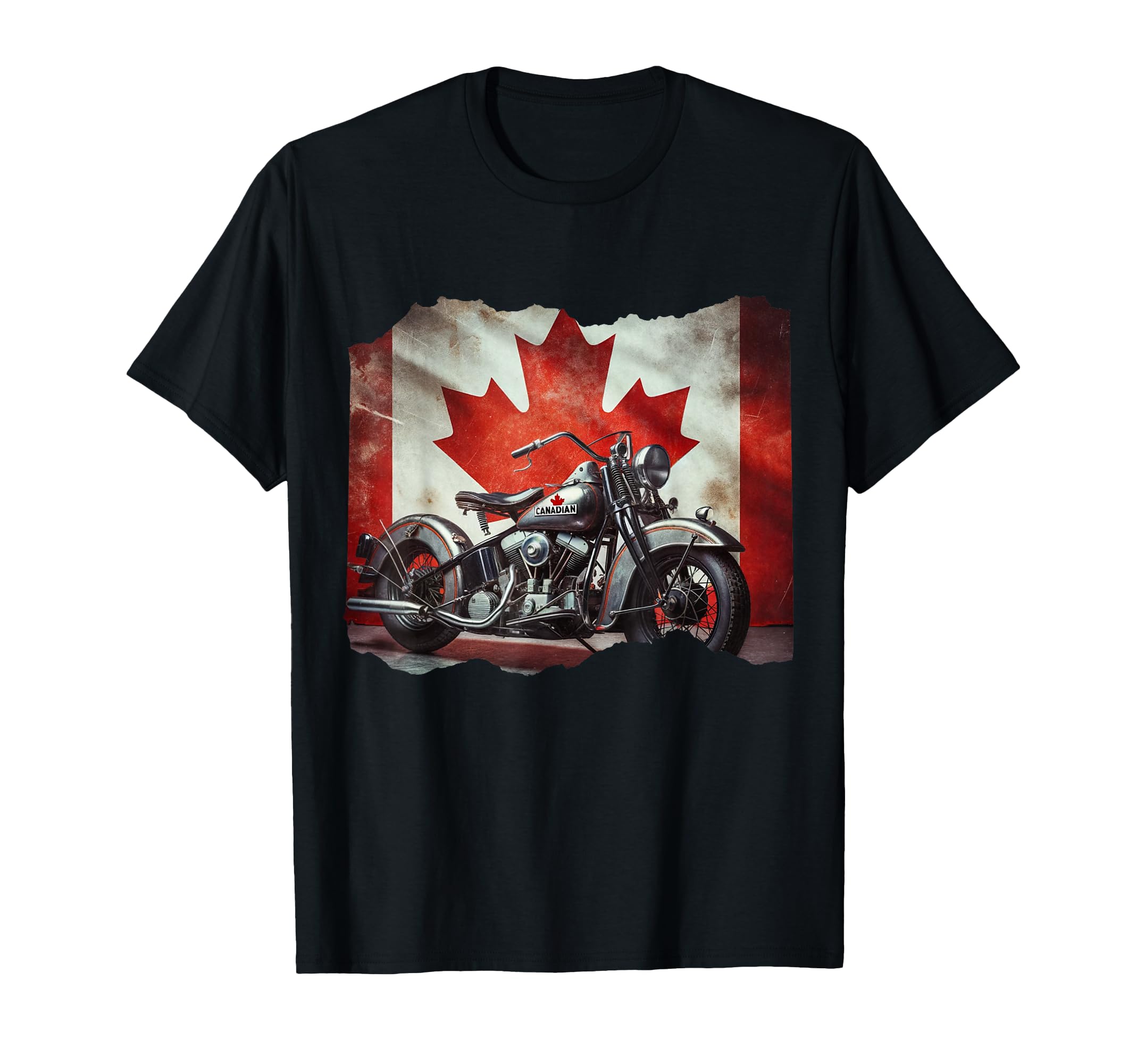 Canada Flag Motorcycle Patriotic T-Shirt - Streetwear Style for Adults - T-Shirt, Sweatshirt, Hoodie