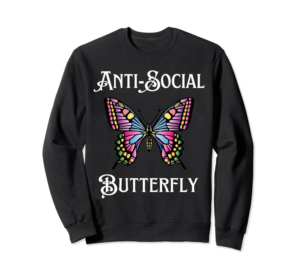 Antisocial Butterfly Aesthetic Sweatshirt - Minimalist Print Men Women - T-Shirt, Sweatshirt, Hoodie