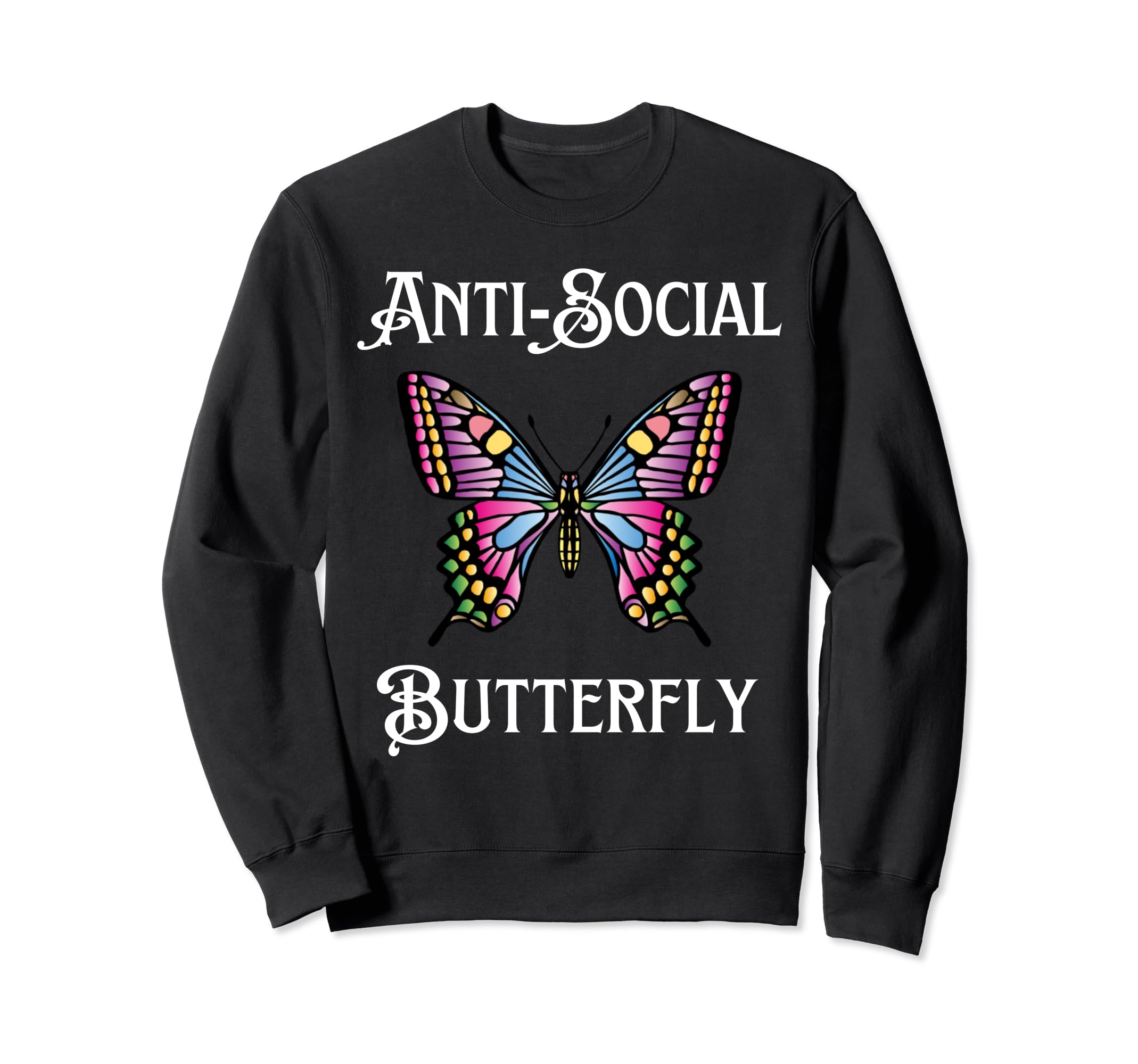 Antisocial Butterfly Aesthetic Sweatshirt - Minimalist Print Men Women - T-Shirt, Sweatshirt, Hoodie