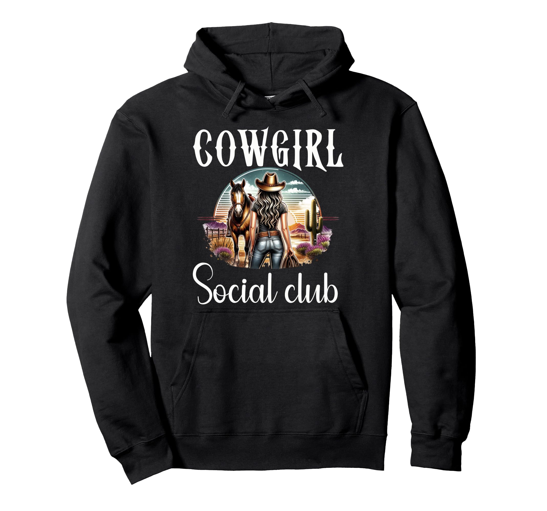 Cowgirl Social Club Western Country Hoodie - Custom Art Print Men Women - T-Shirt, Sweatshirt, Hoodie