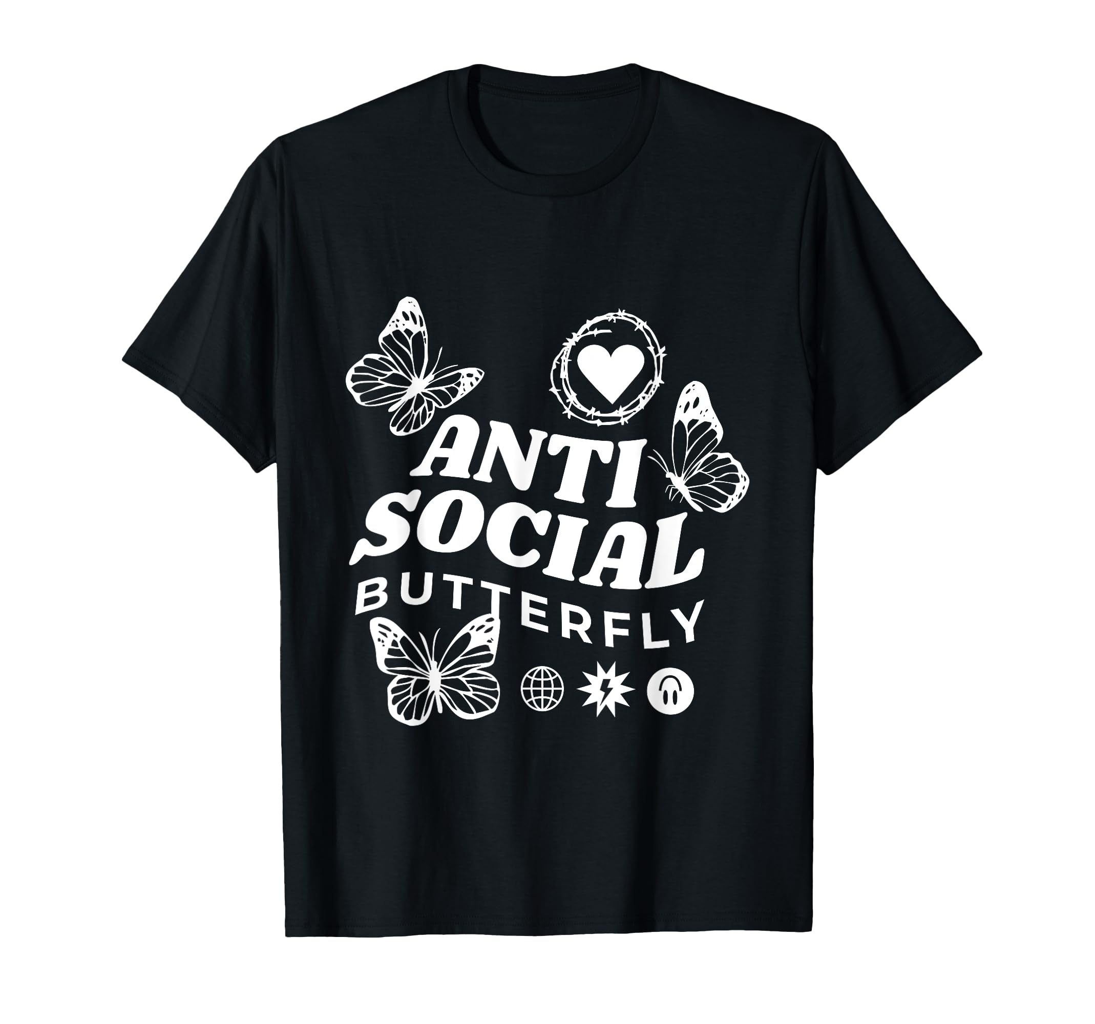 Anti Social Butterfly Heart Butterfly T-Shirt - Aesthetic Graphic Men Women - T-Shirt, Sweatshirt, Hoodie