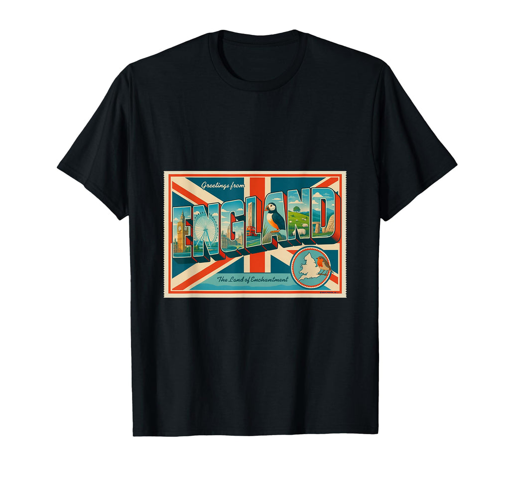 England Letters 50S Travel Art T-Shirt - Trendy Graphic Unisex - T-Shirt, Sweatshirt, Hoodie