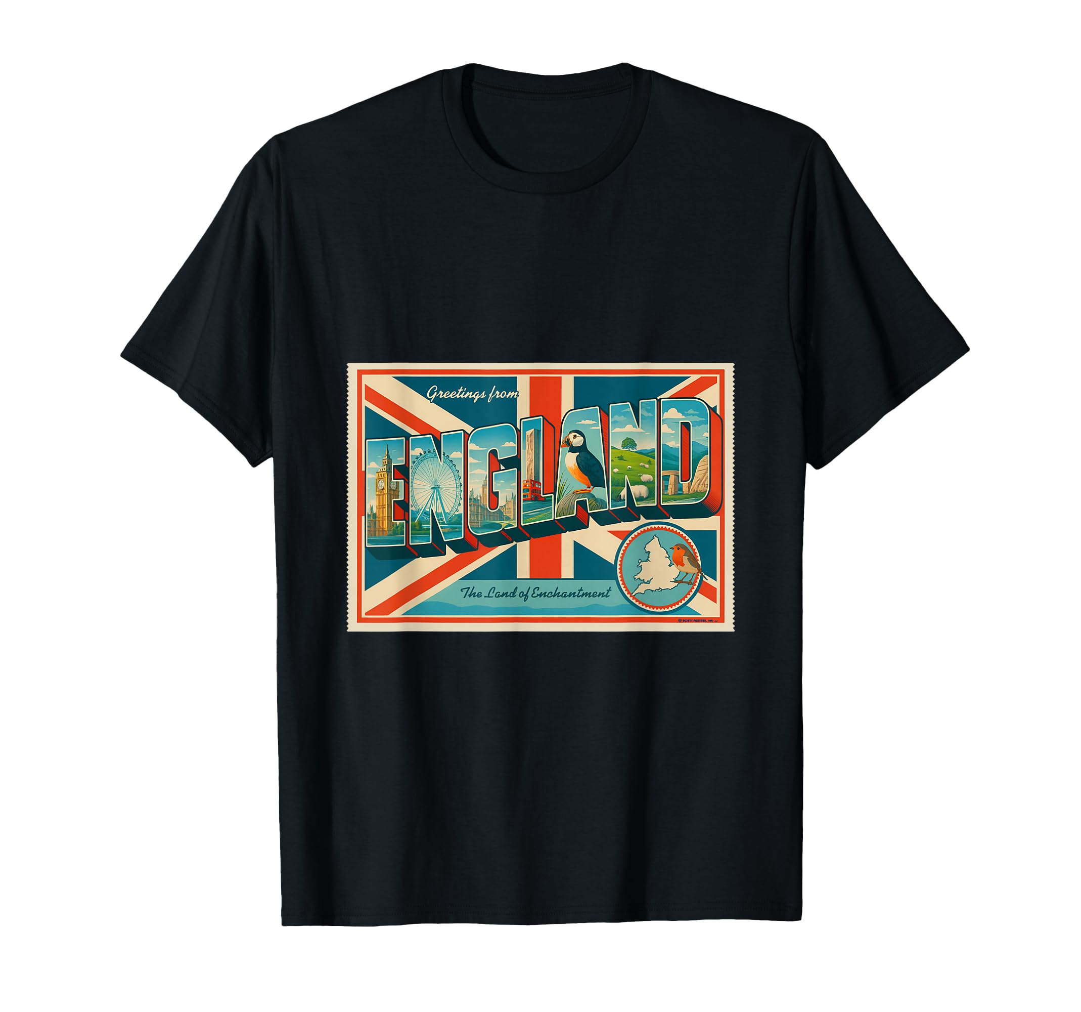 England Letters 50S Travel Art T-Shirt - Trendy Graphic Unisex - T-Shirt, Sweatshirt, Hoodie