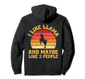 Funny Farm Animal Llama Alpaca Lover Sunset Hoodie - Unique Graphic Unisex - T-Shirt, Sweatshirt, Hoodie
