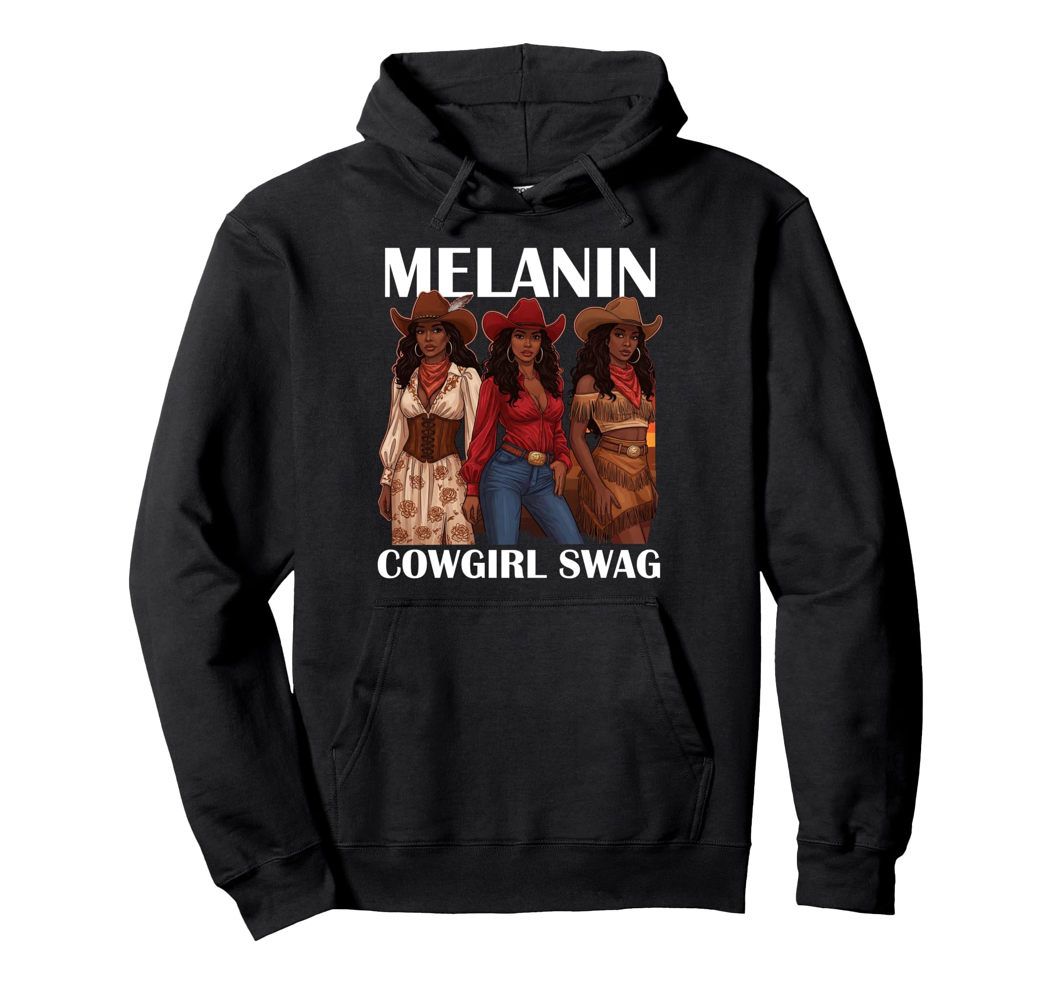 Lets Go Western Country Melanin Cowgirl Hoodie - Trendy Graphic Men Women - T-Shirt, Sweatshirt, Hoodie