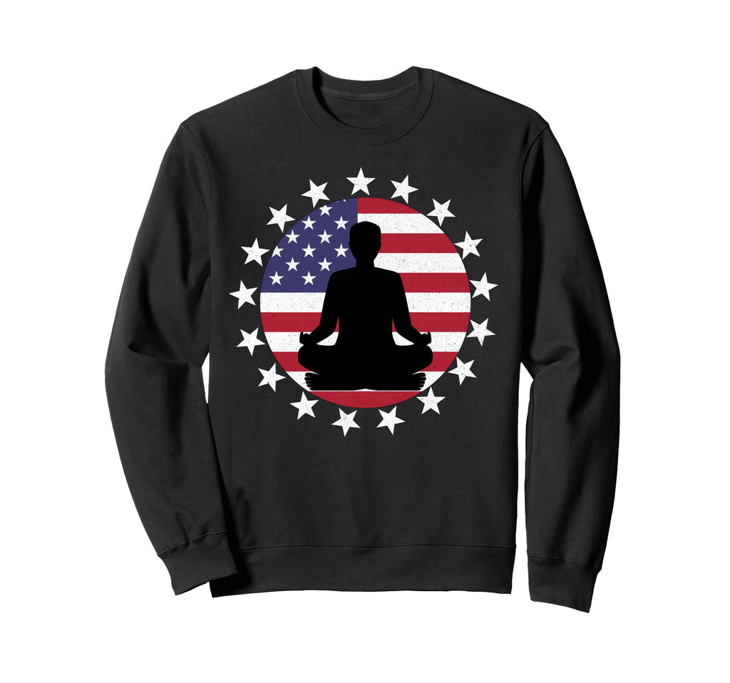 Patriotic Yoga Pose American Flag Sweatshirt - Novelty Apparel for Adults - T-Shirt, Sweatshirt, Hoodie