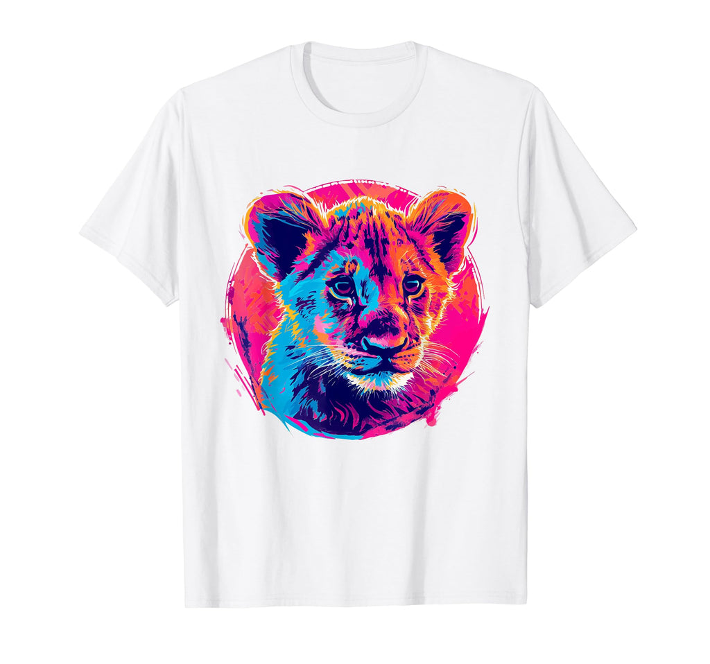 Lion 80S Synthwave And Neon Colors Sweatshirt - Graphic Print for Adults - T-Shirt, Sweatshirt, Hoodie