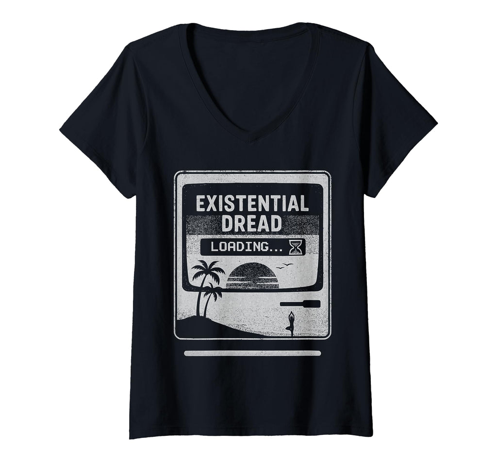 Womens Loading Tech Computer V Neck T-Shirt - Fun Novelty Design Unisex - T-Shirt, Sweatshirt, Hoodie