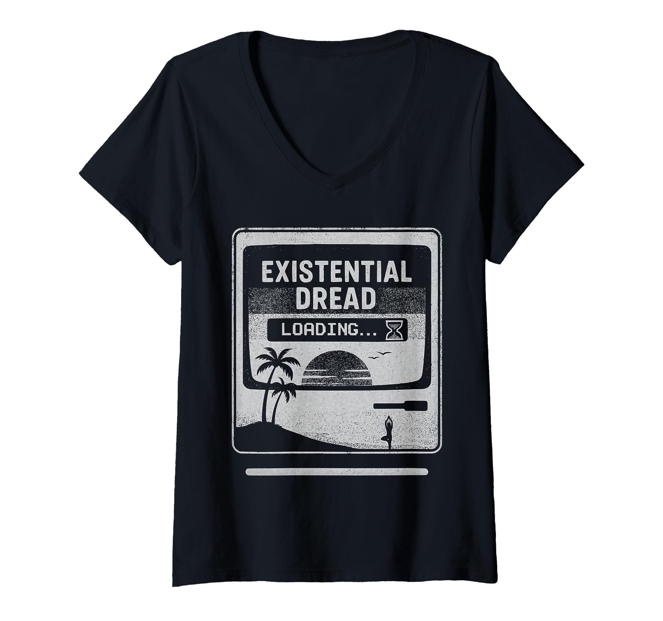 Womens Loading Tech Computer V Neck T-Shirt - Fun Novelty Design Unisex - T-Shirt, Sweatshirt, Hoodie